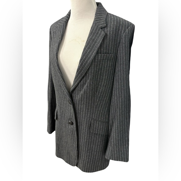 NWT | Rag & Bone Grey Stripe Charles Italian Wool Blazer - Picture 1 of 10